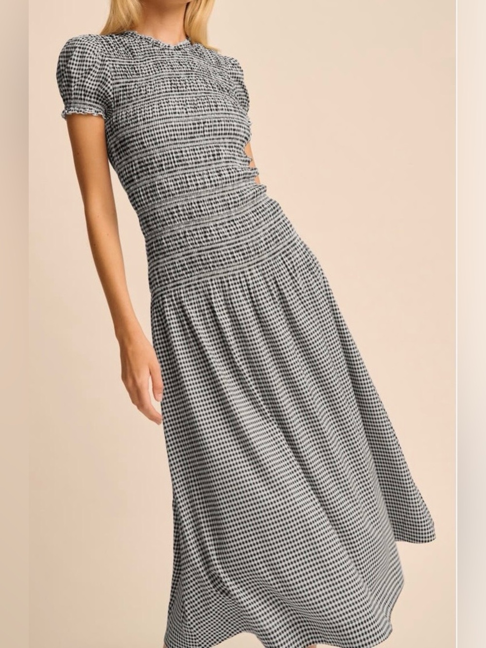 Reformation Check Midi Dress